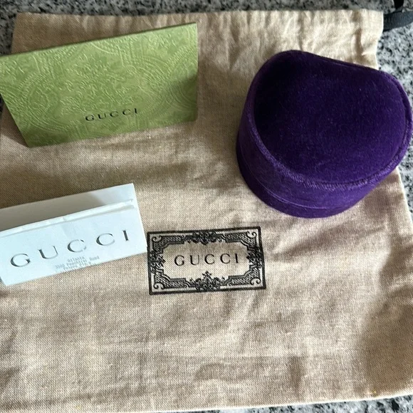 GUCCI ππ Gold Crystal Embellishment Double G Ring - Size 6/7 NWT - Picture 5 of 11